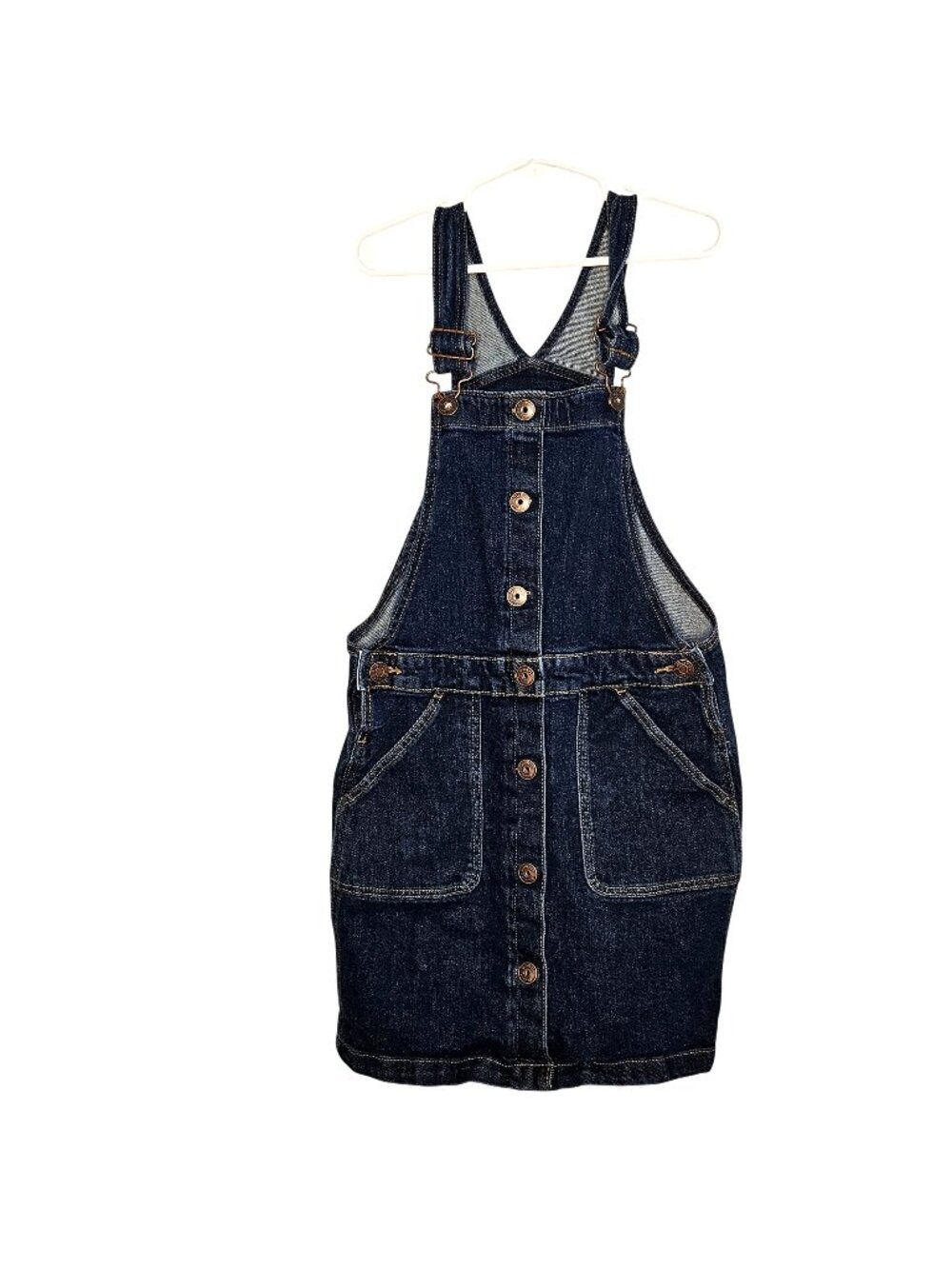 Girls Oshkosh Bigosh 100% cotton denim cottagecore bib overall jumper dress 10